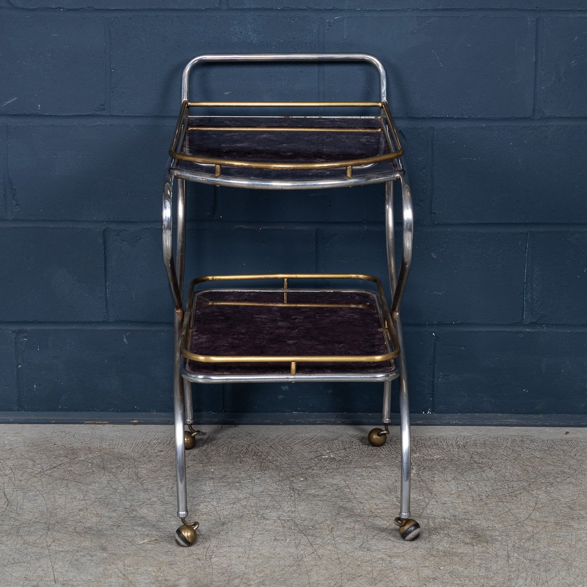 PUSHKINS.COM - B11305 - VINTAGE 20thC ITALIAN STEEL & GLASS DRINKS TROLLEY WITH MARBLE EFFECT c.1980 - 08.jpg