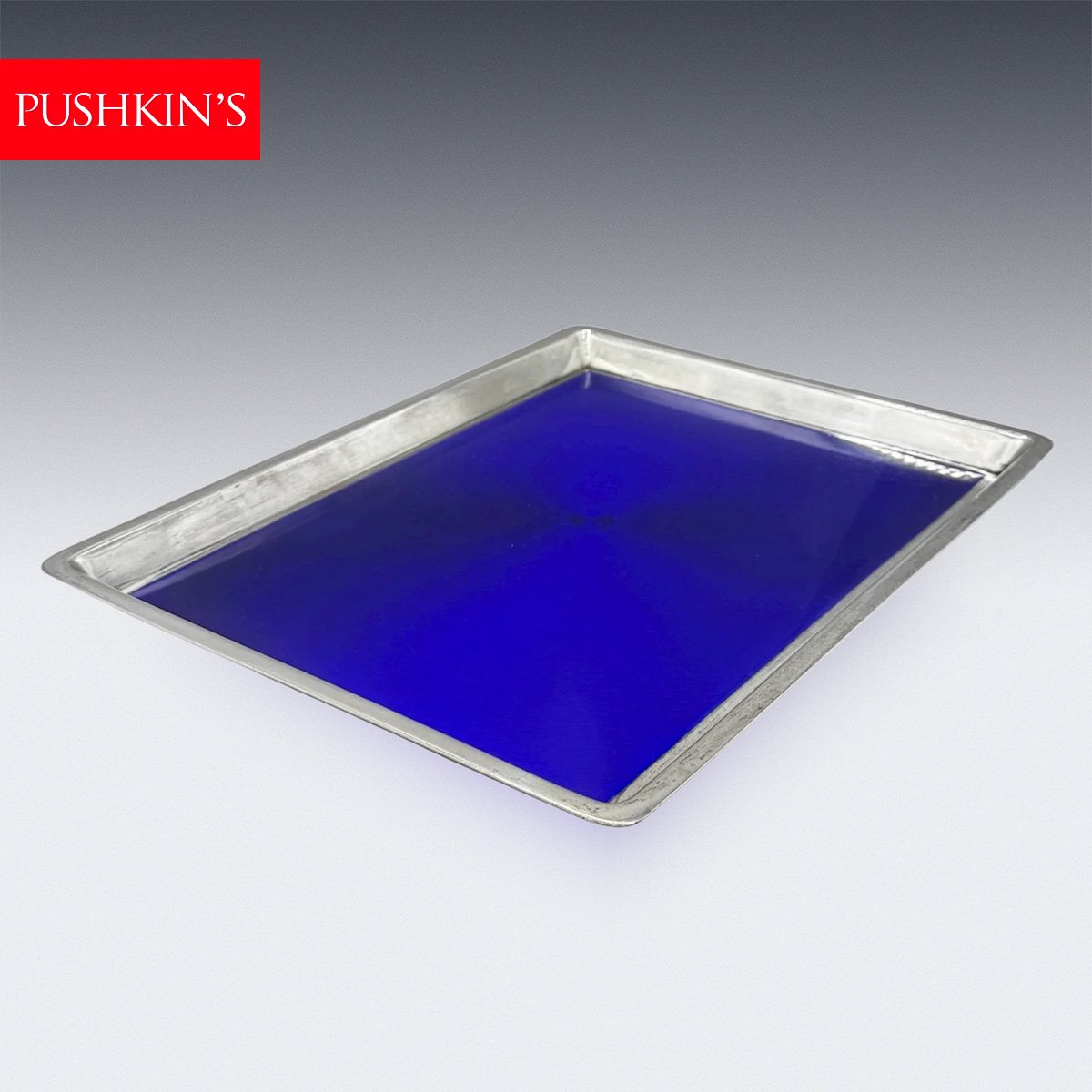 PUSHKINS.COM - T12394 - ANTIQUE 20thC ENGLISH SOLID SILVER & GUILLOCHÉ ENAMEL TRAY, LONDON c.1926 - 2.jpg