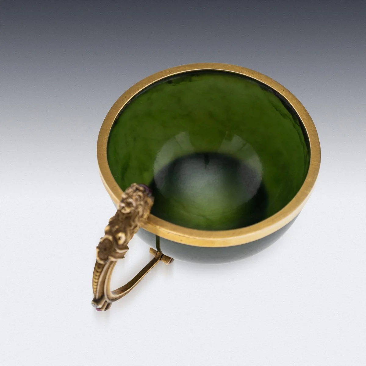 PUSHKINS.COM - J12514 - ANTIQUE 19thC FRENCH GOLD, NEPHRITE, RUBY & DIAMOND MINIATURE CUP c.1890 -07.jpg