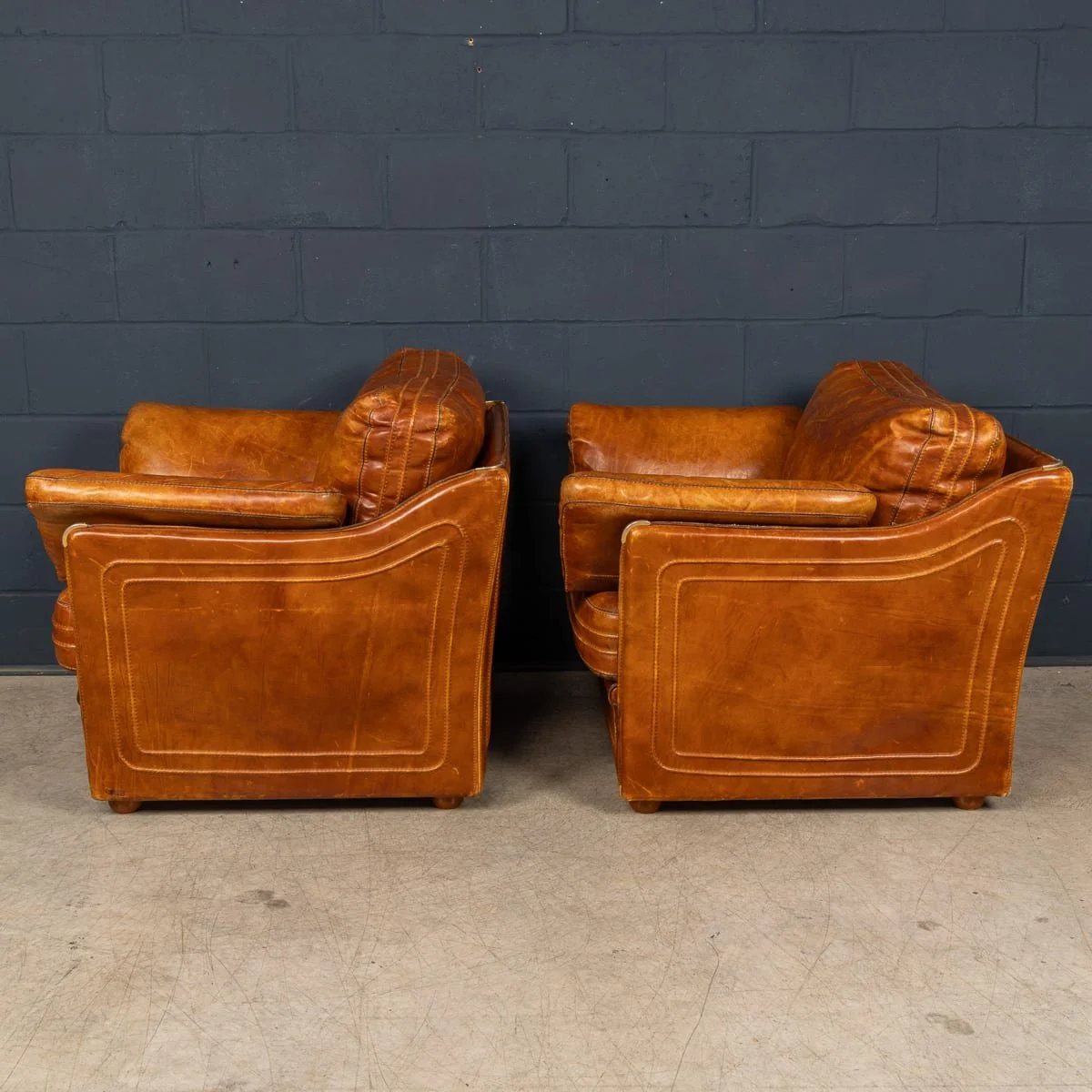 PUSHKINS.COM - B11839 - VINTAGE 20thC FRENCH PAIR OF LEATHER ARMCHAIRS IN THE MANNER OF ROCHE BOBOIS - 05.jpg