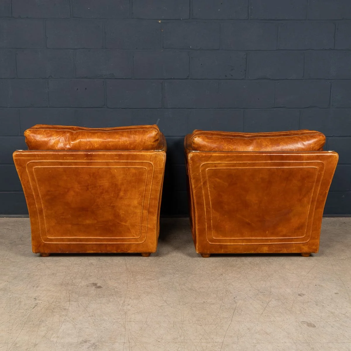 PUSHKINS.COM - B11839 - VINTAGE 20thC FRENCH PAIR OF LEATHER ARMCHAIRS IN THE MANNER OF ROCHE BOBOIS - 06.jpg