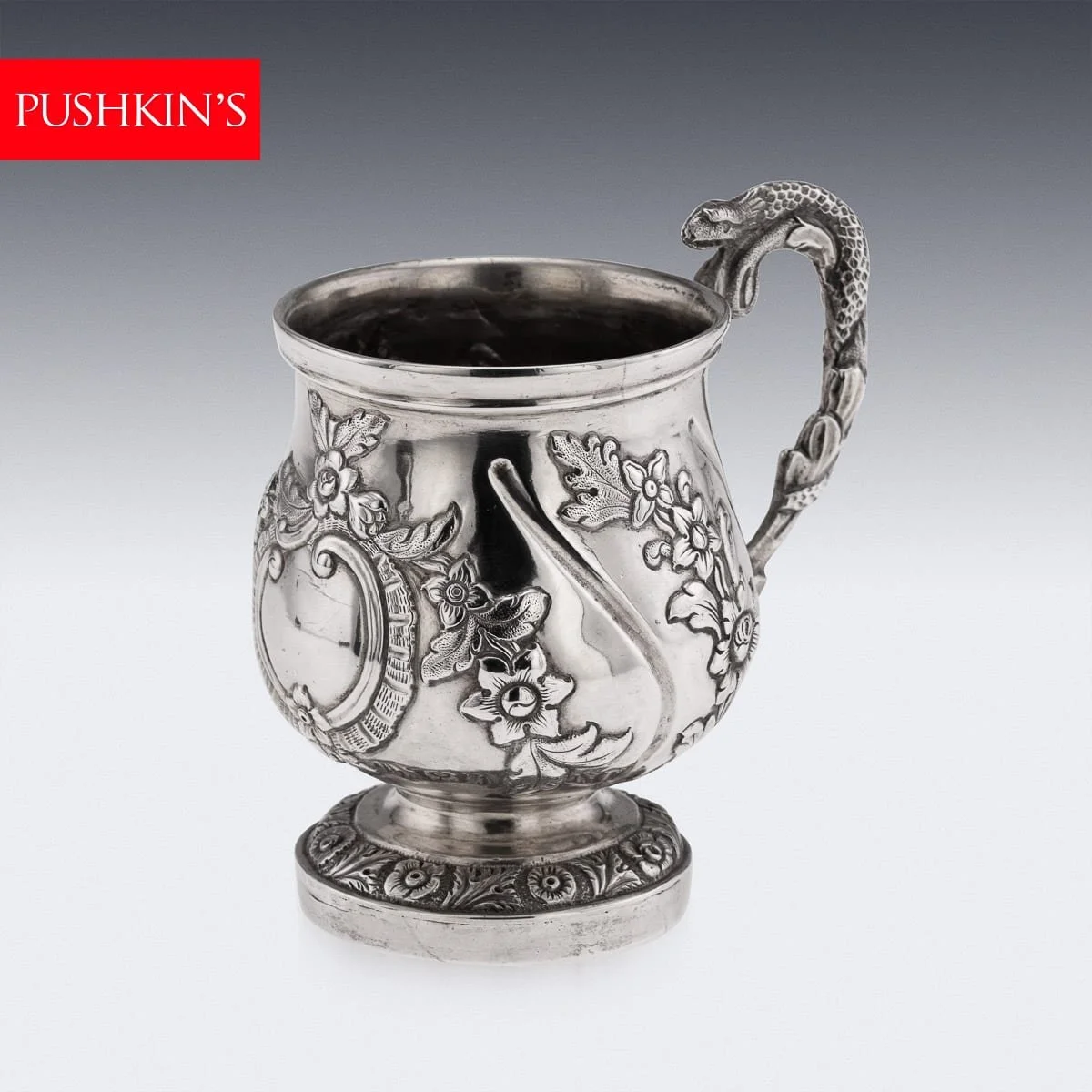 PUSHKINS.COM - A00170 - ANTIQUE 19thC INDIAN COLONIAL SOLID SILVER CHRISTENING MUG c.1860 - 02.jpg