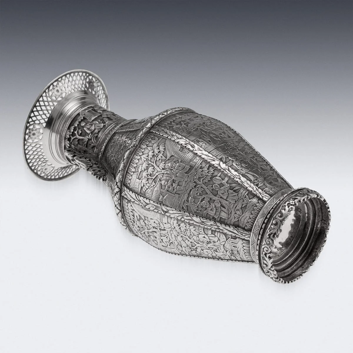 PUSHKINS.COM - J11902 - ANTIQUE 20thC CHINESE EXPORT SOLID SILVER VASE c.1900 - 09.jpg