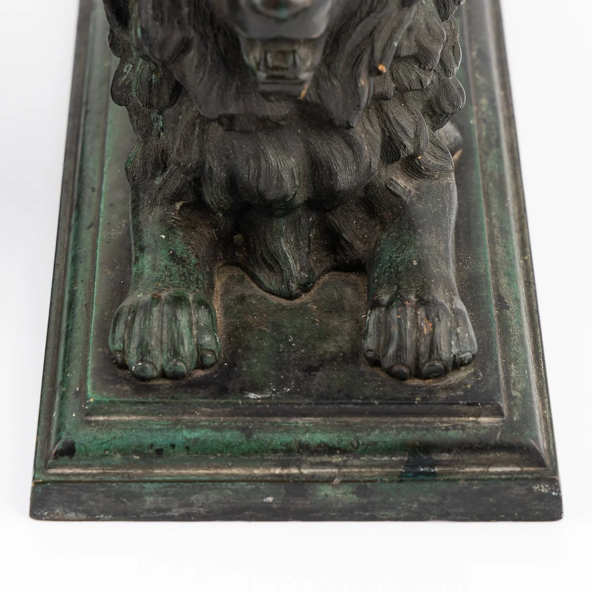 PUSHKINS.COM - A00160 - ANTIQUE 19thC VICTORIAN PAIR OF VERDIGRIS PATINATED BRONZE TRAFALGAR LIONS c.1870 - 23.jpg