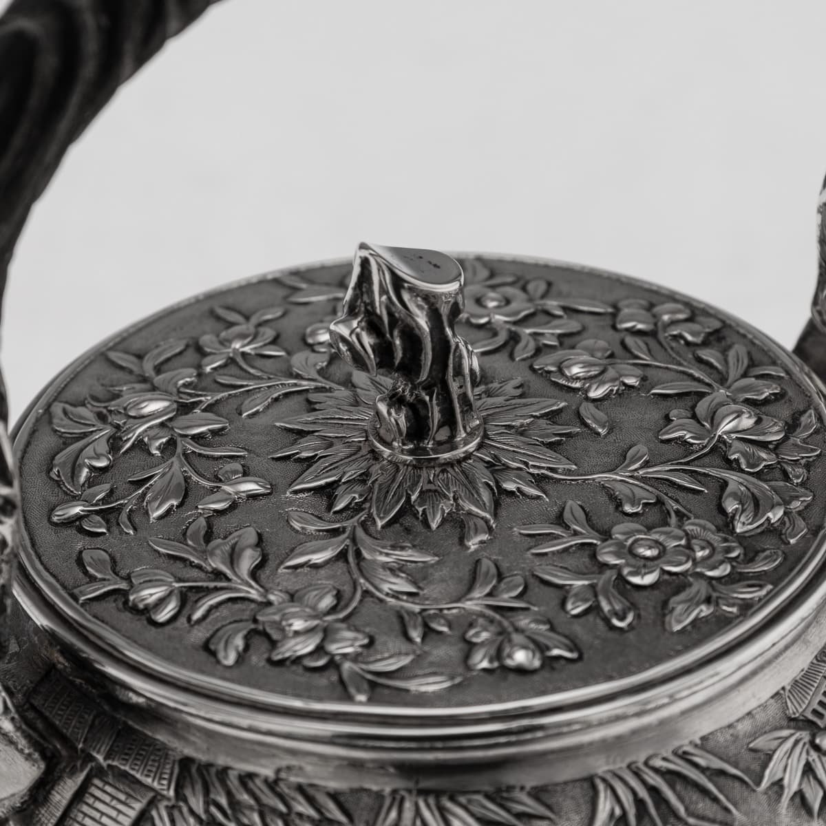 PUSHKINS.COM - A00238 - ANTIQUE 19thC CHINESE EXPORT SOLID SILVER TEAPOT, LEE CHING c.1890 -11.jpg
