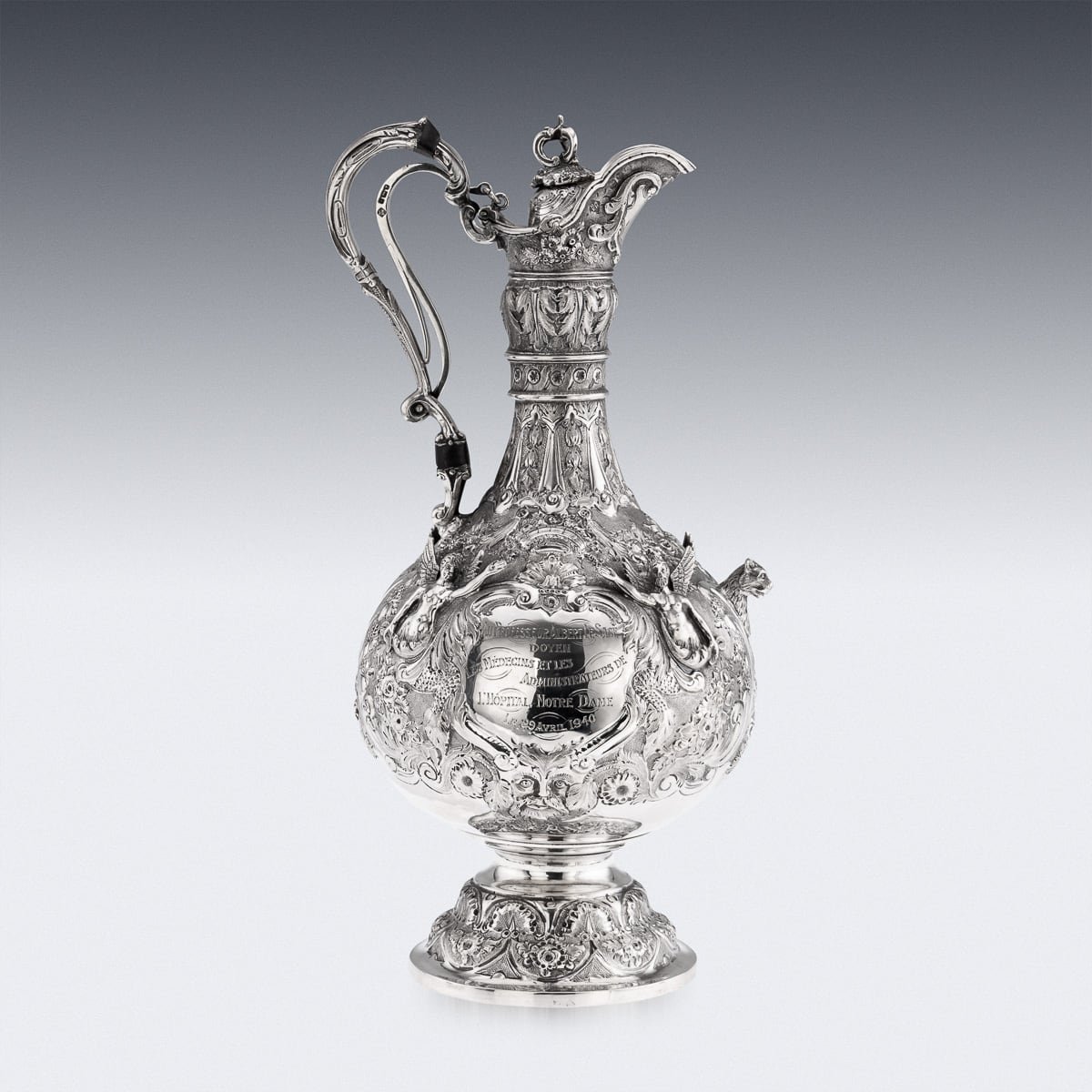 PUSHKINS.COM - ANTIQUE 19thC VICTORIAN SOLID SILVER ARMADA JUG, LONDON c.1891 - 5.jpg