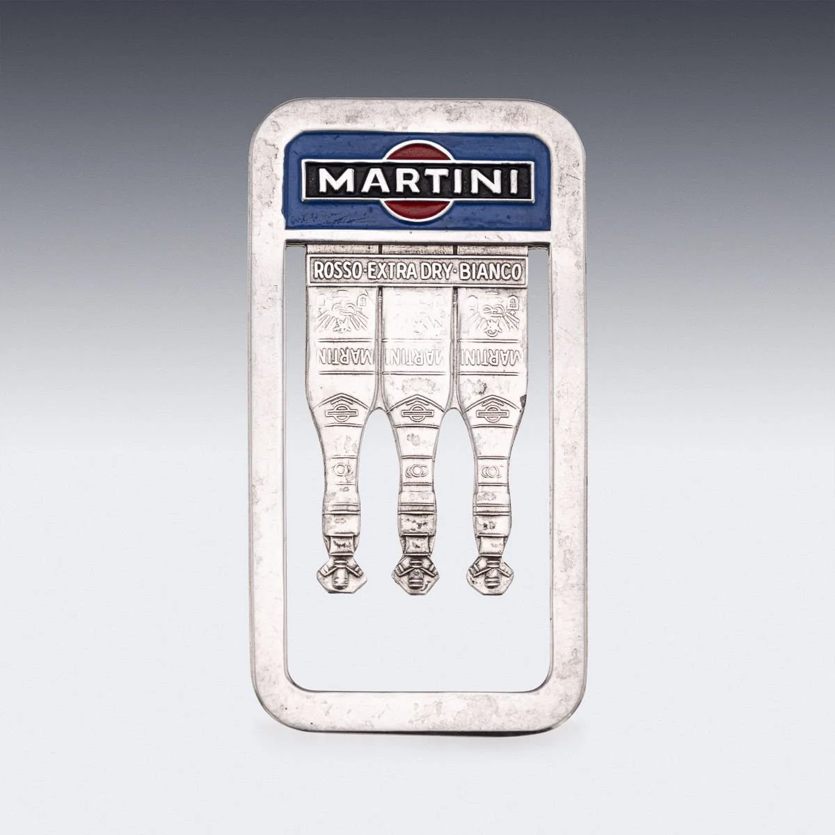 PUSHKINS.COM - J12074 - VINTAGE 20thC ENGLISH SOLID SILVER & ENAMEL MARTINI BOOKMARK c.1985 - 4.jpg