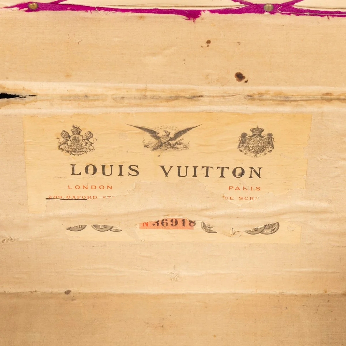 PUSHKINS.COM - B12256w - ANTIQUE 19thC LOUIS VUITTON STEAMER TRUNK IN DAMIER CANVAS, FRANCE c.1890 - 17.jpg