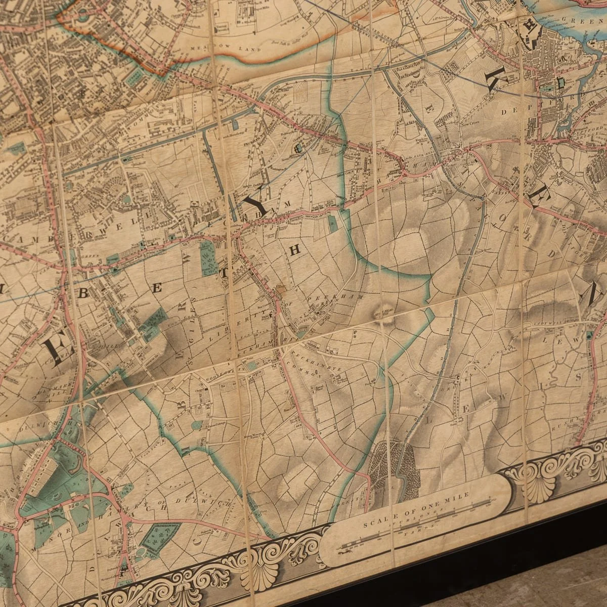 PUSHKINS.COM - Z12094 - ANTIQUE 19thC ENGLISH FRAMED CRUCHLEYS NEW PLAN OF LONDON MAP c.1834 - 26.jpg