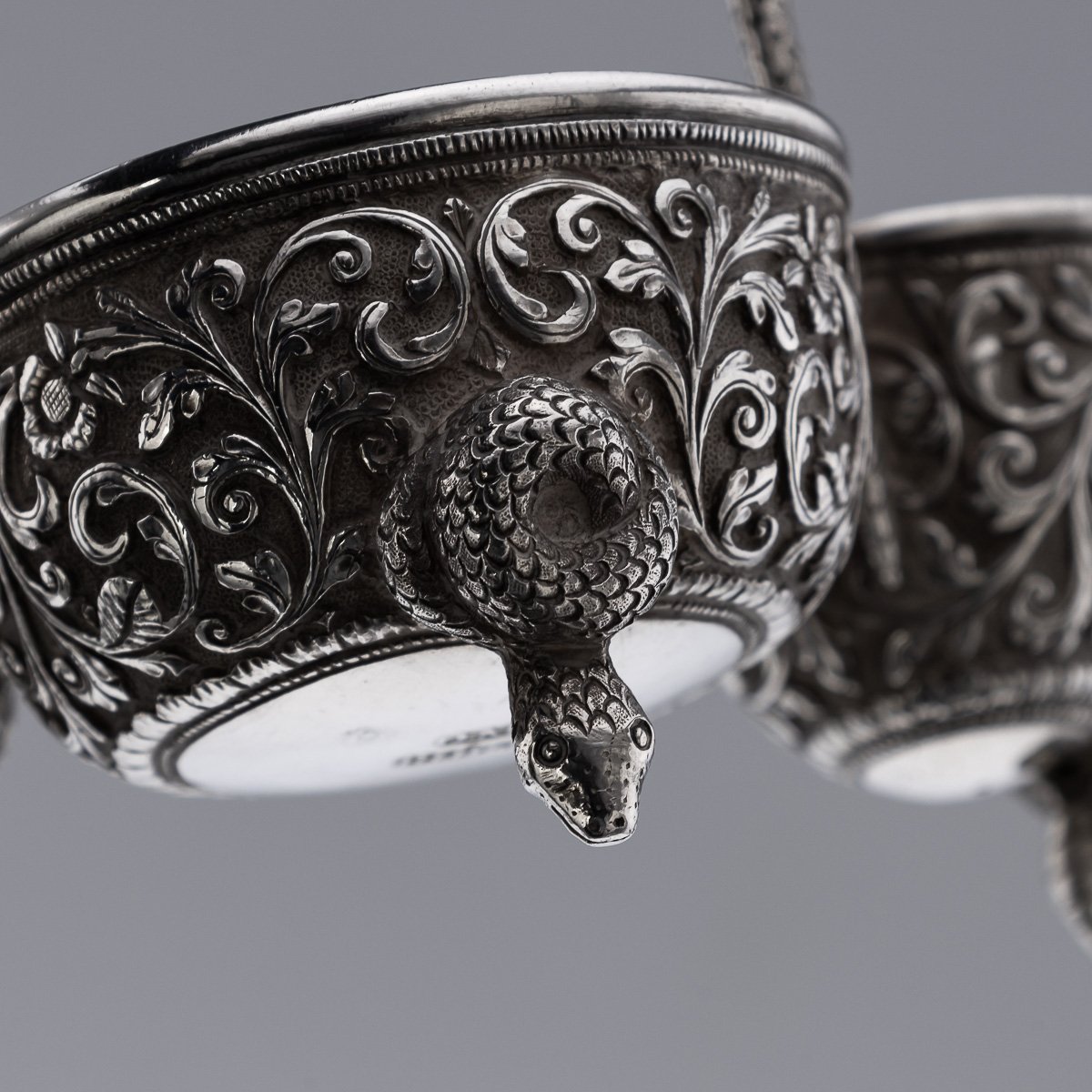 PUSHKINS.COM - A00013 - ANTIQUE 19thC INDIAN SOLID SILVER CONDIMENT SET, OOMERSI MAWJI, BHUJ c.1890 - 18.jpg