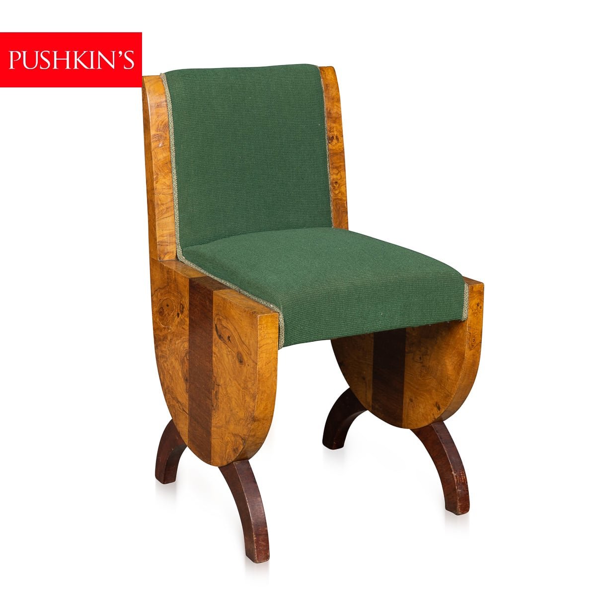PUSHKINS.COM - 20thC ITALIAN ART DECO HALL CHAIR IN WALNUT c.1930 - 01.jpg