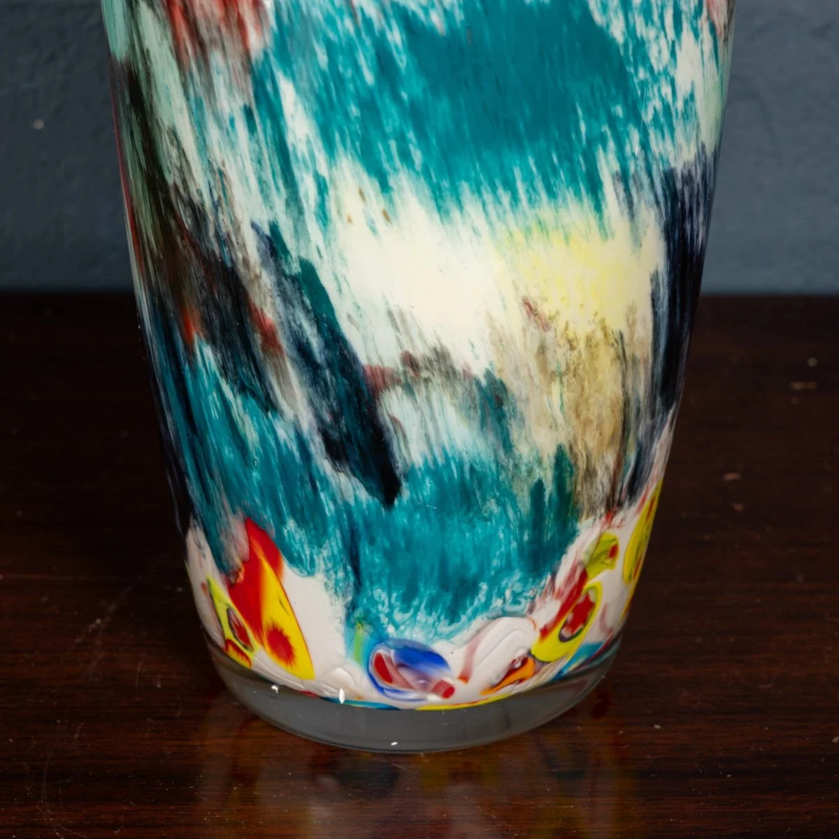 PUSHKINS.COM - B12247 - VINTAGE 20thC ITALIAN HAND BLOWN MILLEFIORI GLASS VASE, MADE IN MURANO - 8.jpg