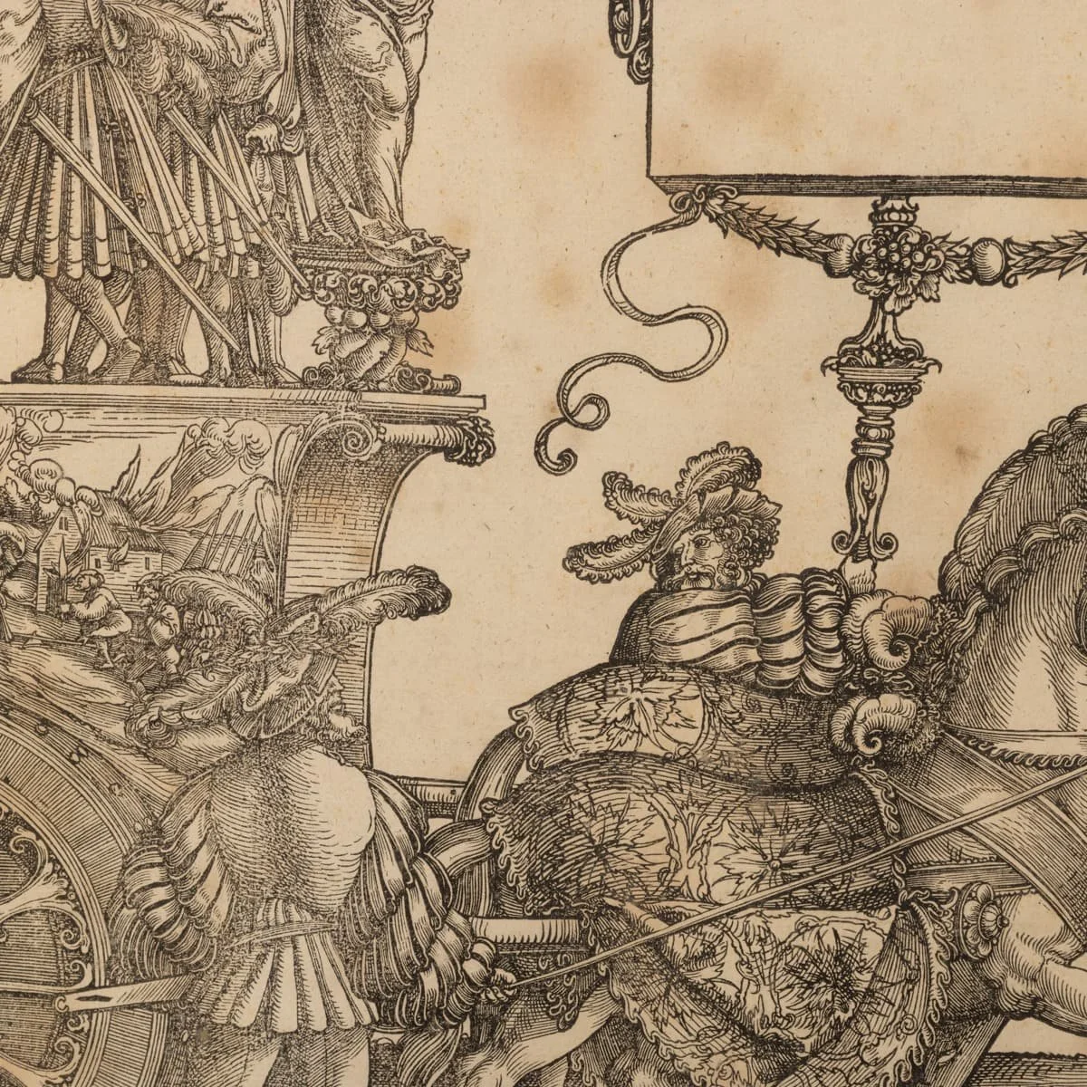 PUSHKINS.COM - B12372d - ANTIQUE 19thC GERMAN SET OF THREE FRAMED WOODCUTS FROM "TRIUMPHS OF MAXIMILIAN" - 32.jpg