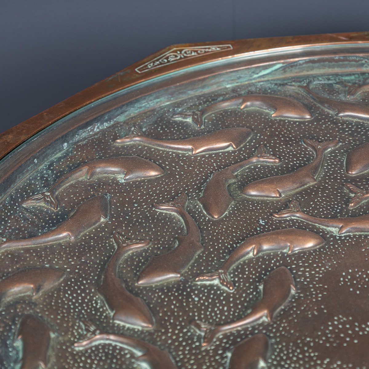 PUSHKINS.COM - D11134 - VINTAGE 20thC SPANISH EMBOSSED COPPER TABLE BY MALART c.1930 - 10.jpg