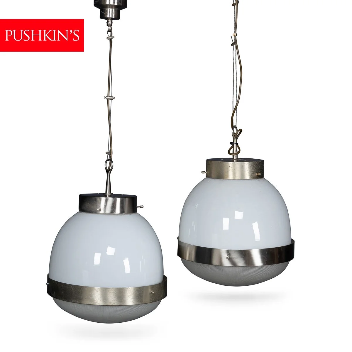PUSHKINS.COM - D11345 - 20thC ITALIAN PAIR OF %22DELTA%22 OPALINE PENDANT LIGHTS BY SERGIO MAZZA c.1960 - 02.jpg