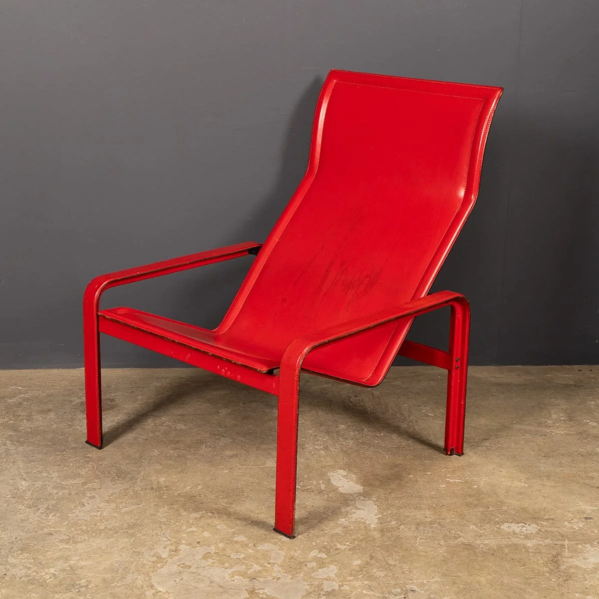 PUSHKINS.COM - Z12097 - 20thC ITALIAN RED LEATHER CHAIR BY TOUSSAINT & ANGELONI FOR MATTEO GRASSI c.1970 - 03.jpg