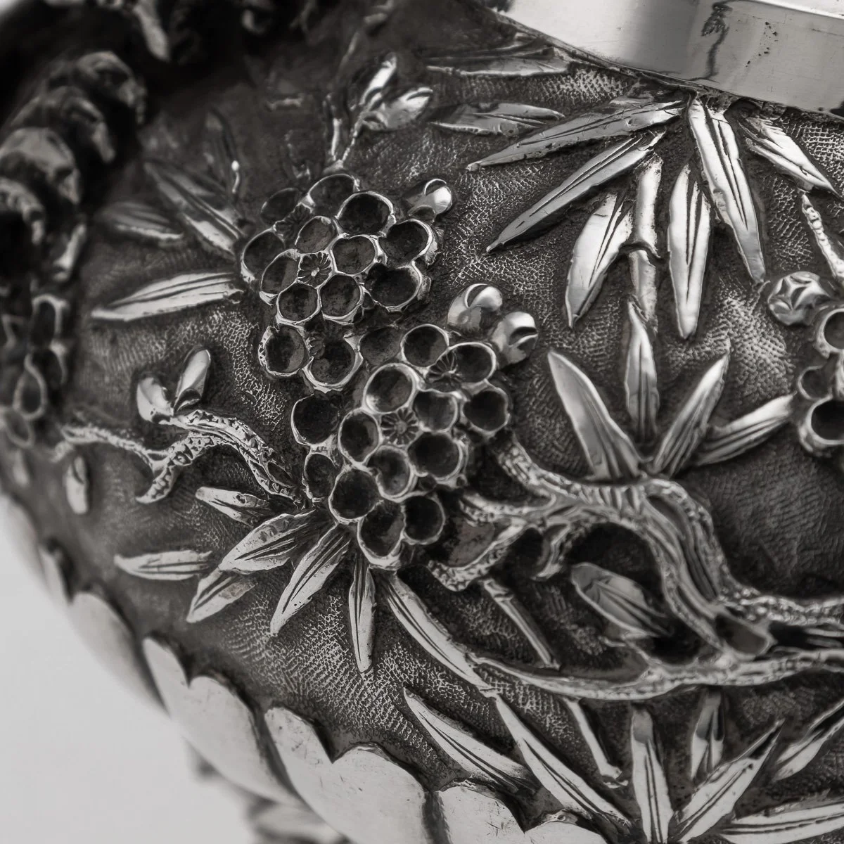 PUSHKINS.COM - A00130 - ANTIQUE 19thC CHINESE EXPORT SOLID SILVER FOUR PIECE TEA SET, WANG HING c.1880 - 38.jpg