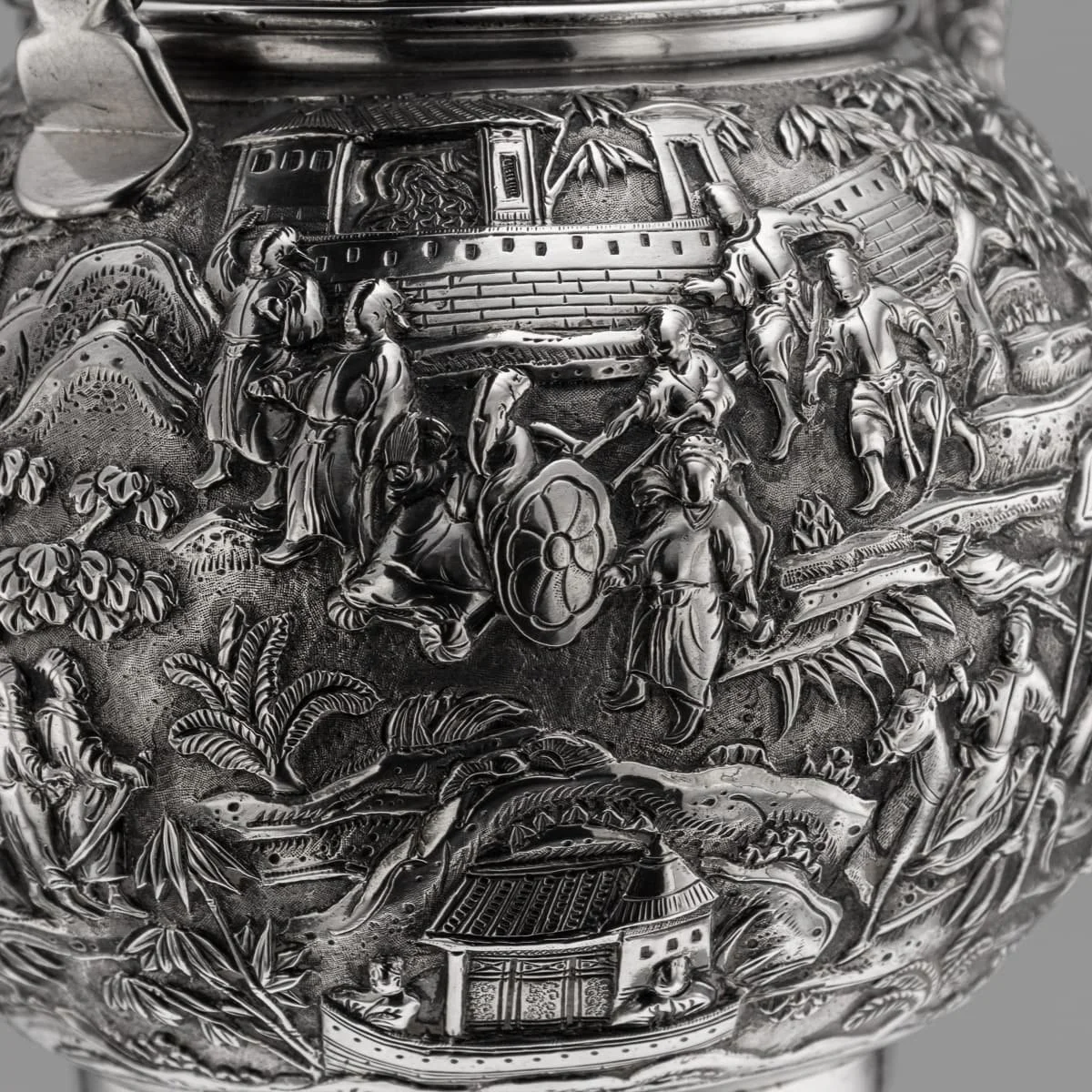 PUSHKINS.COM - A00238 - ANTIQUE 19thC CHINESE EXPORT SOLID SILVER TEAPOT, LEE CHING c.1890 -23.jpg