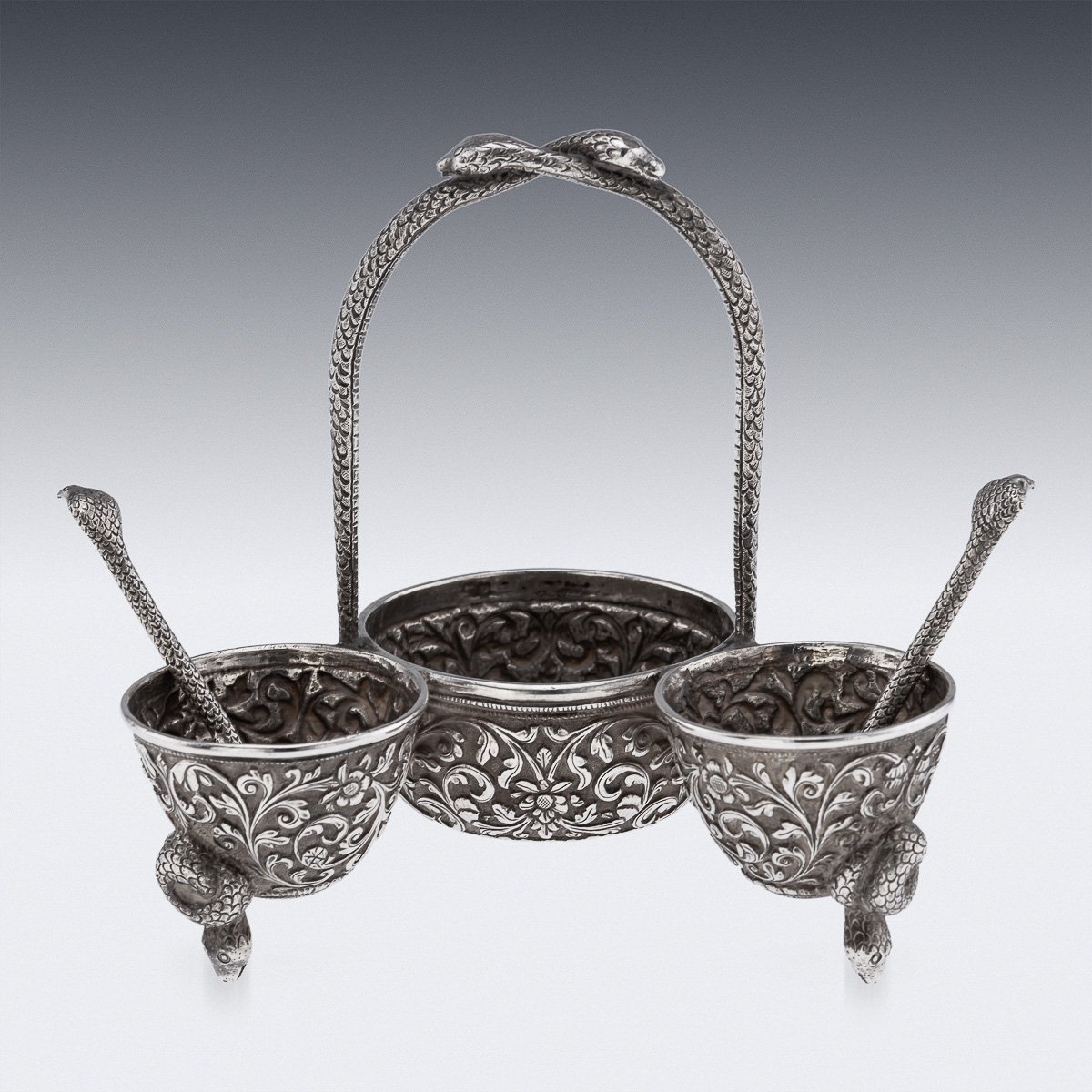 PUSHKINS.COM - A00013 - ANTIQUE 19thC INDIAN SOLID SILVER CONDIMENT SET, OOMERSI MAWJI, BHUJ c.1890 - 06.jpg