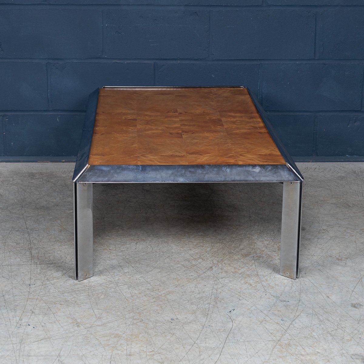 PUSHKINS.COM - B11294 - VINTAGE 20thC ITALIAN CHROME & BURR WALNUT COFFEE TABLE c.1980 - 08.jpg