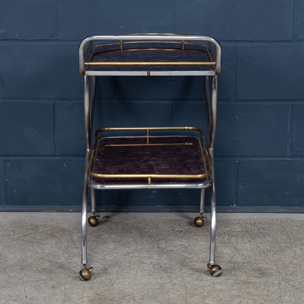 PUSHKINS.COM - B11305 - VINTAGE 20thC ITALIAN STEEL & GLASS DRINKS TROLLEY WITH MARBLE EFFECT c.1980 - 06.jpg