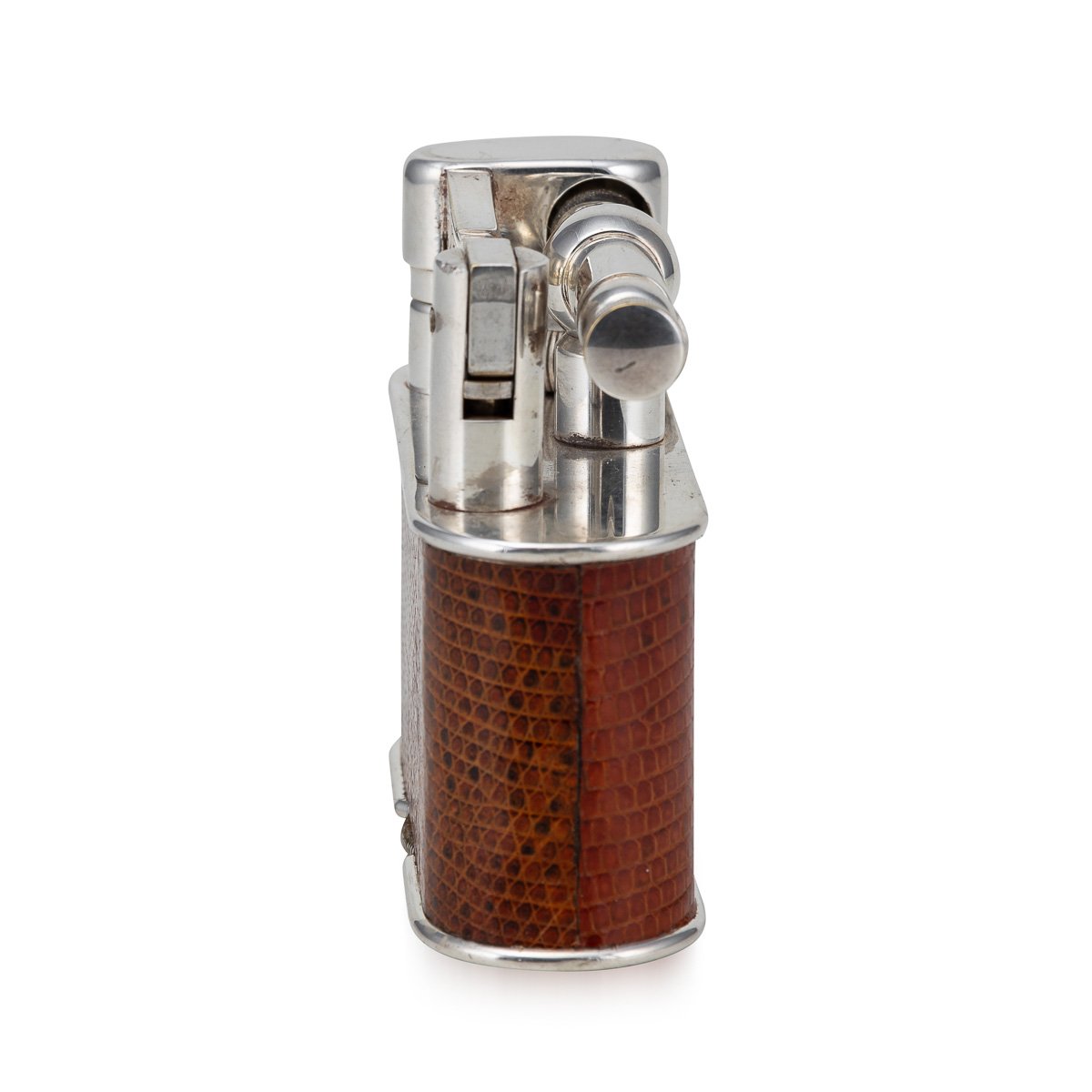 PUSHKINS.COM - D11367 - VINTAGE 20thC SNAKESKIN LEATHER & SILVER PLATED DUNHILL TABLE LIGHTER c.1960 - 05.jpg
