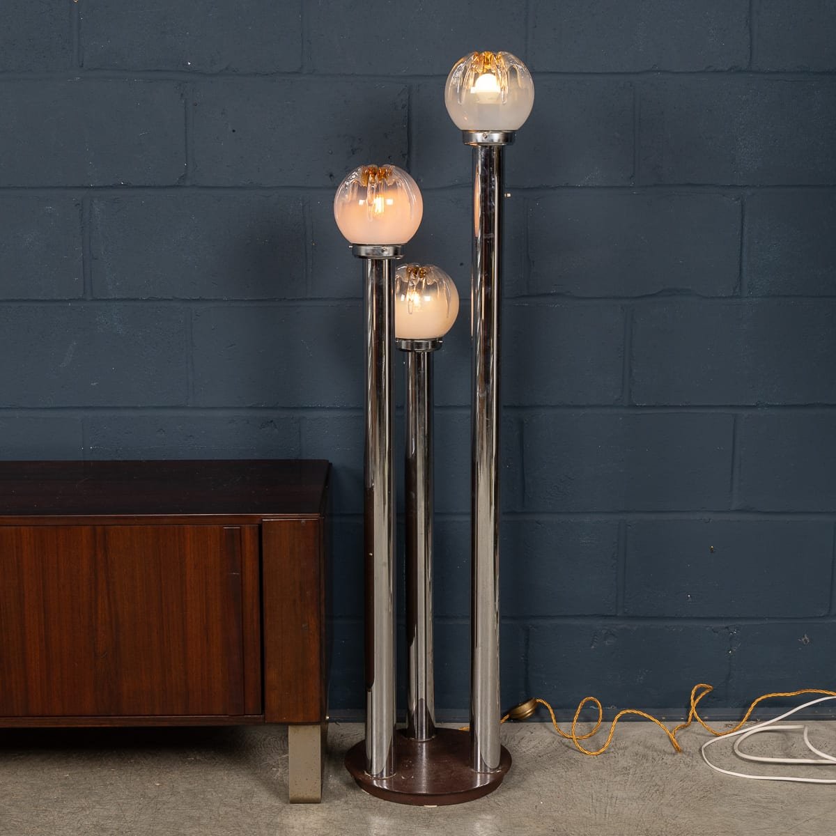 PUSHKINS.COM - B12004 - VINTAGE 20thC ITALIAN CHROME & GLASS FLOOR LAMP BY MAZZEGA c.1970 - 07.jpg