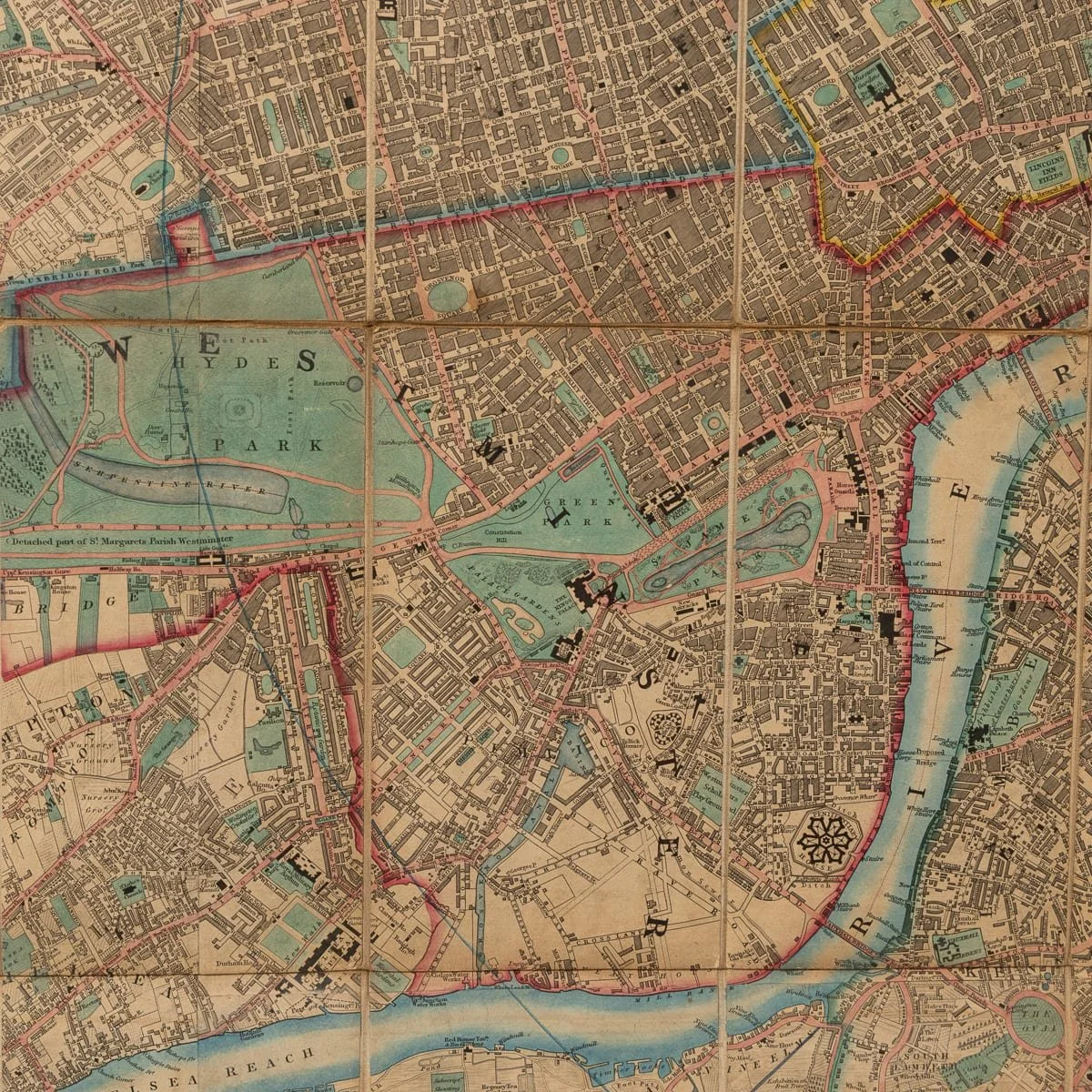 PUSHKINS.COM - Z12094 - ANTIQUE 19thC ENGLISH FRAMED CRUCHLEYS NEW PLAN OF LONDON MAP c.1834 - 12.jpg