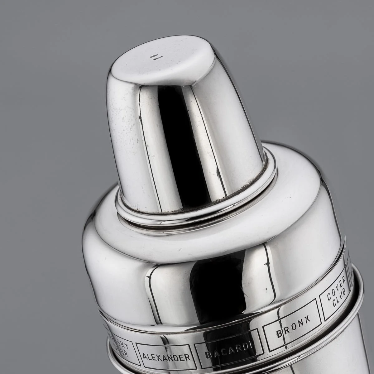 PUSHKINS.COM - A8553 - VINTAGE 20thC ITALIAN SOLID SILVER "DIAL A DRINK" MENU COCKTAIL SHAKER c.1960 -23.jpg