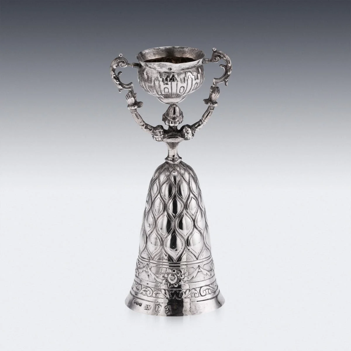 PUSHKINS.COM - B12238d - ANTIQUE 20thC DUTCH SOLID SILVER WEDDING WAGER CUP c.1900 - 05.jpg