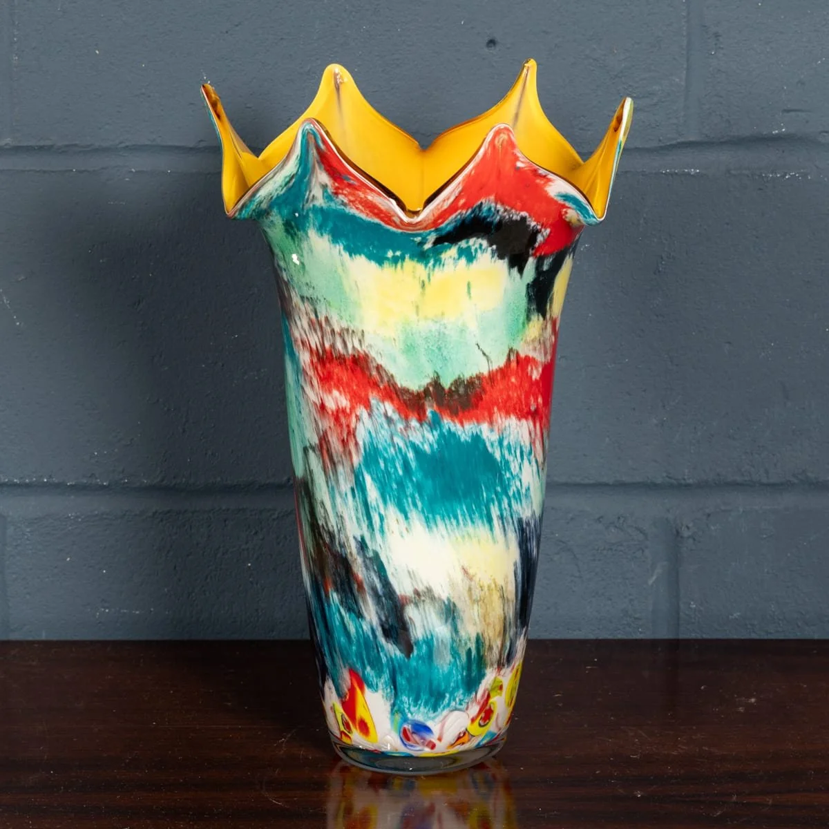 PUSHKINS.COM - B12247 - VINTAGE 20thC ITALIAN HAND BLOWN MILLEFIORI GLASS VASE, MADE IN MURANO - 5.jpg
