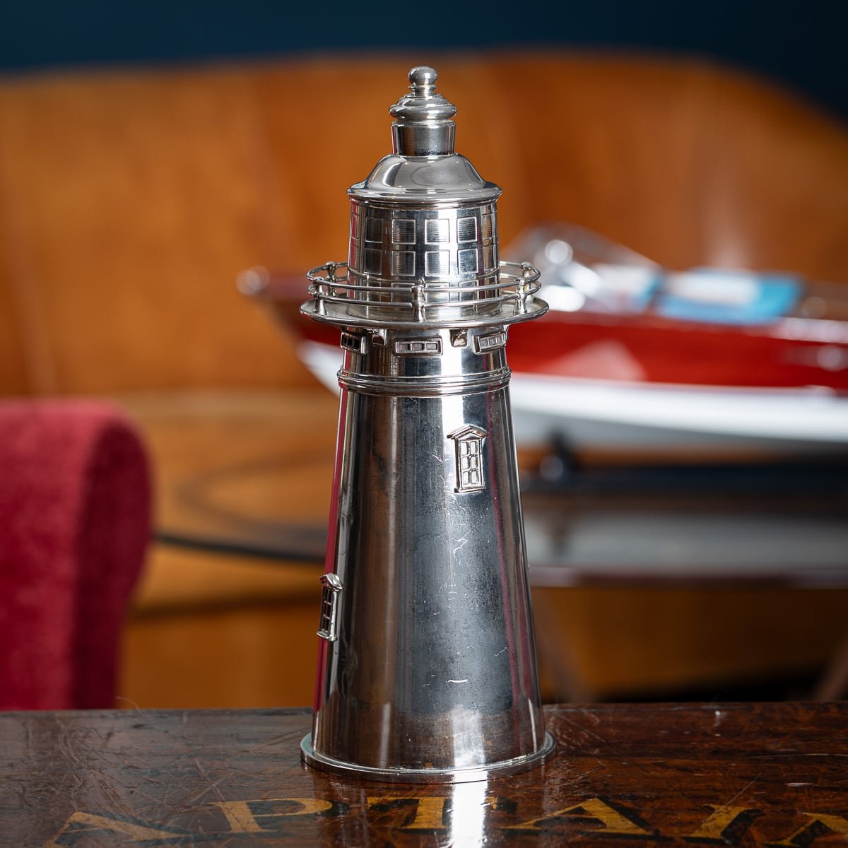 PUSHKIN'S - SILVER PLATED LIGHTHOUSE COCKTAIL SHAKER - 2.jpg