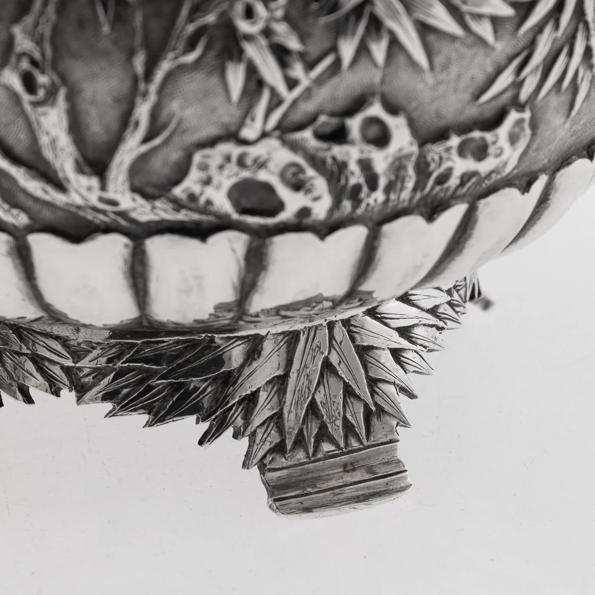 PUSHKINS.COM - A00130 - ANTIQUE 19thC CHINESE EXPORT SOLID SILVER FOUR PIECE TEA SET, WANG HING c.1880 - 28.jpg