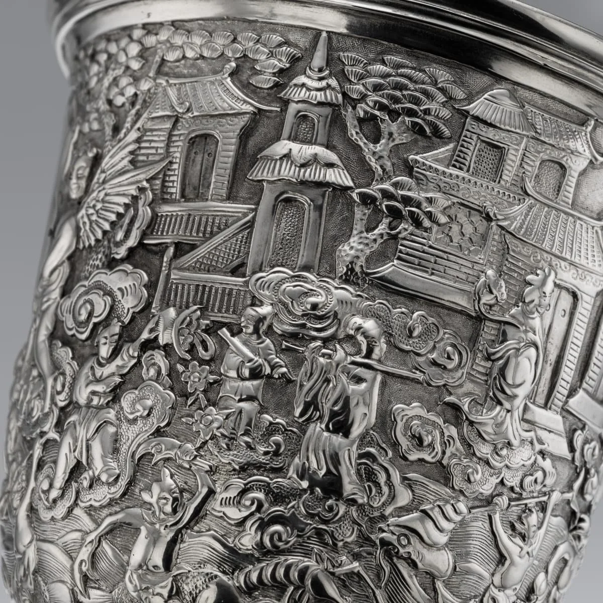 PUSHKINS.COM - A00157 - ANTIQUE 19thC CHINESE EXPORT SOLID SILVER GOBLET, LEE CHING c.1890 -16.jpg