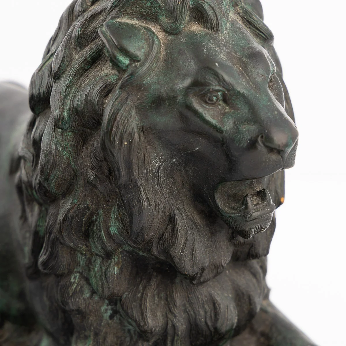 PUSHKINS.COM - A00160 - ANTIQUE 19thC VICTORIAN PAIR OF VERDIGRIS PATINATED BRONZE TRAFALGAR LIONS c.1870 - 18.jpg