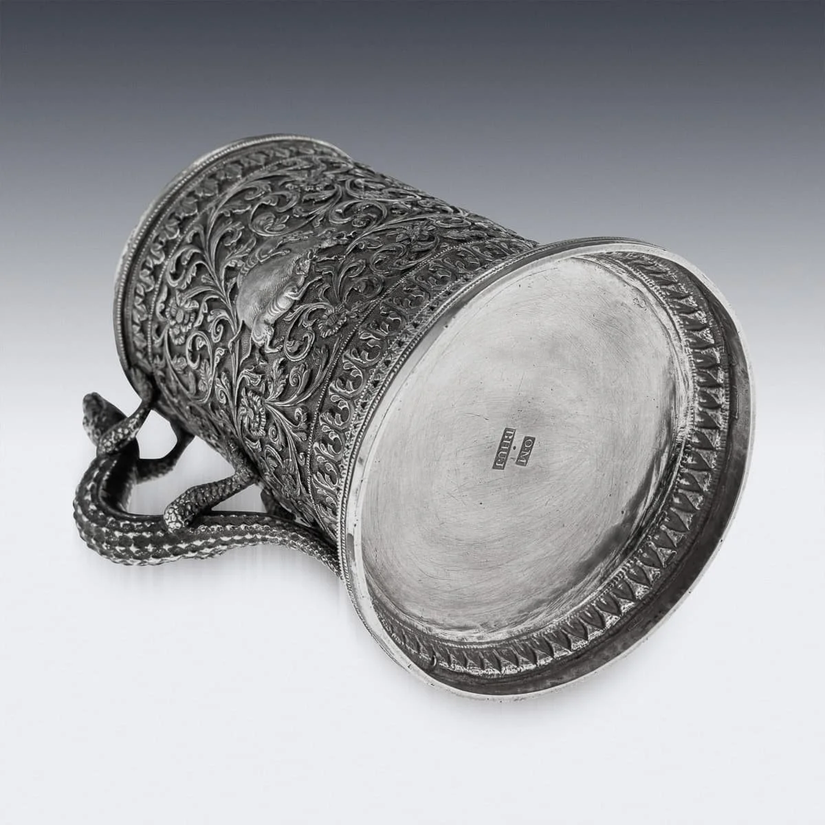 PUSHKINS.COM - A00231 - ANTIQUE 19thC INDIAN KUTCH SOLID SILVER MUG, OOMERSI MAWJI, BHUJ c.1890 -09.jpg