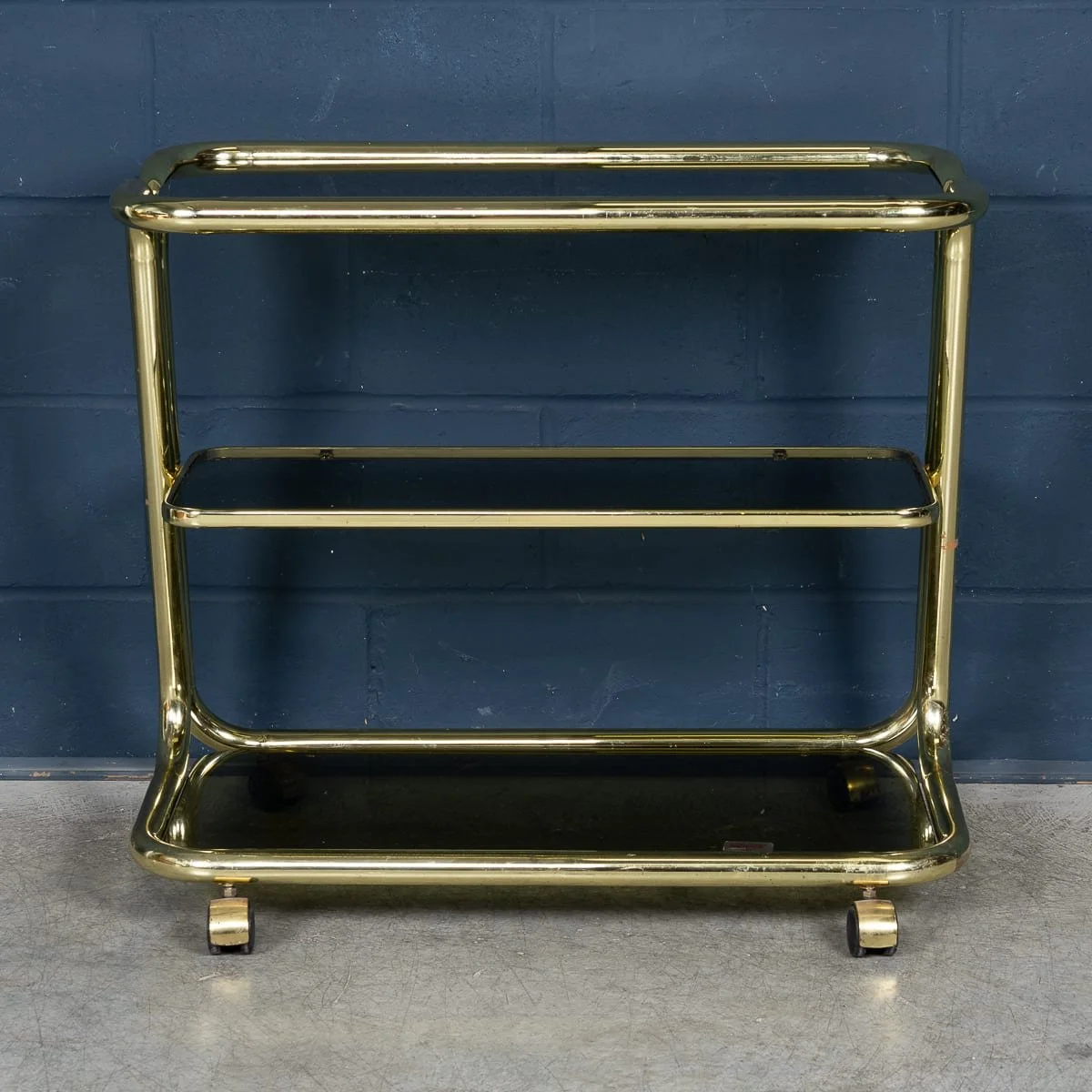 PUSHKINS.COM - B12765 - VINTAGE 20thC ITALIAN TUBULAR BRASS & GLASS DRINKS TROLLEY BY MOREX c.1980 - 05.jpg