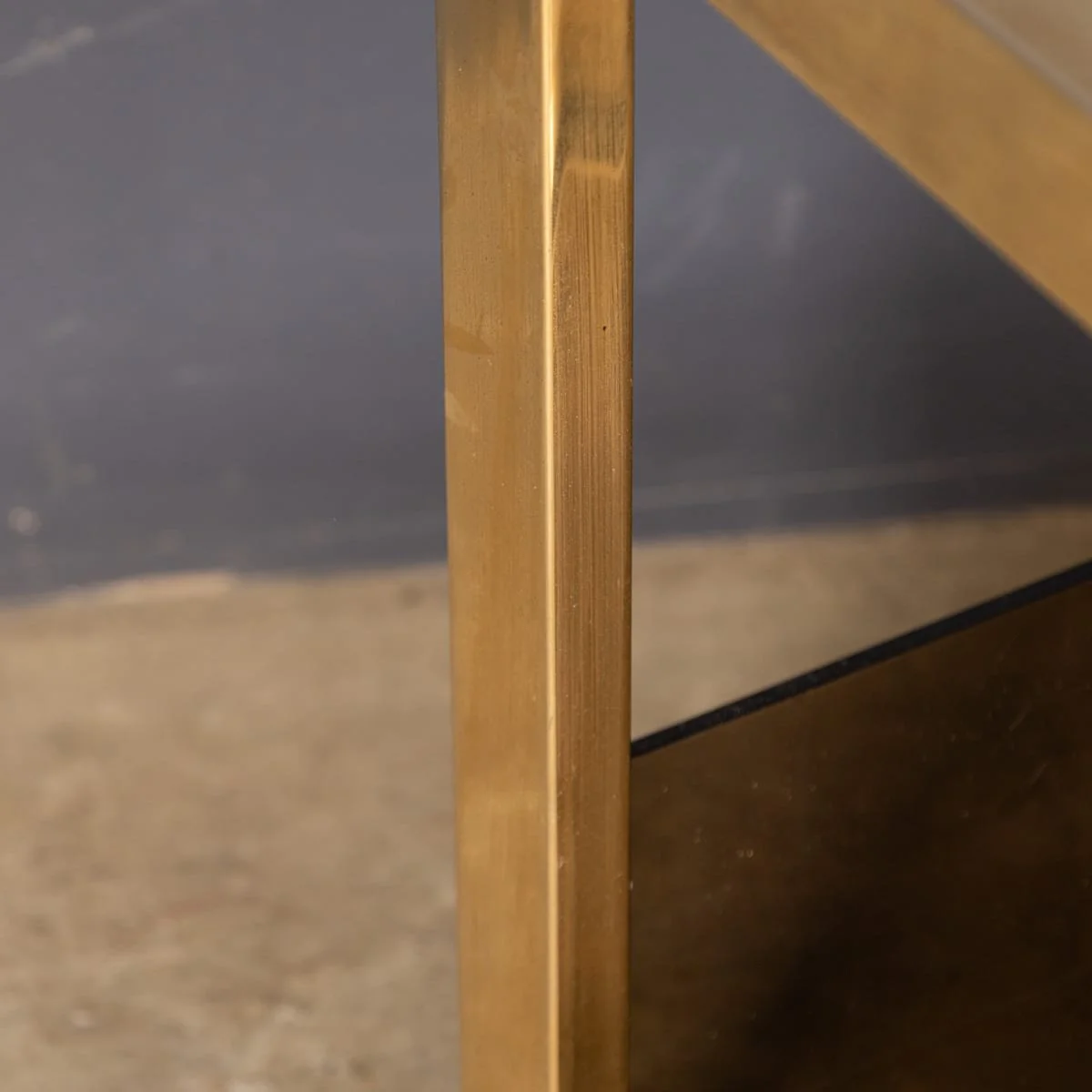 PUSHKINS.COM - Z12414 - VINTAGE 20thC BRASS, CHROME & GLASS "N" TABLE BY BELGO CHROM, BELGIUM c.1970 - 15.jpg