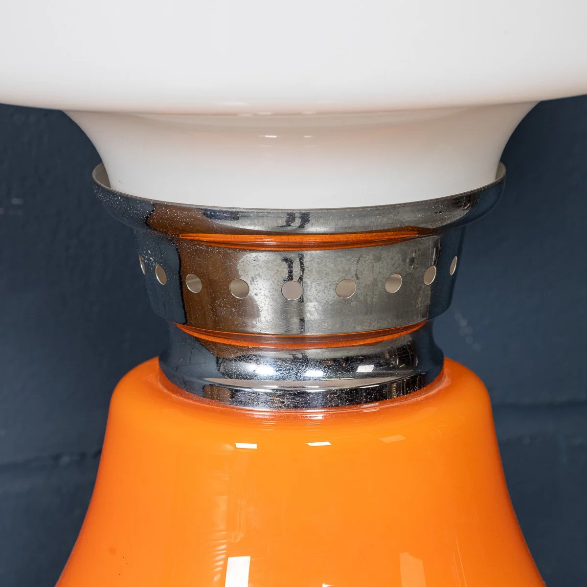 PUSHKINS.COM - B11446 - VINTAGE 20thC ITALIAN WHITE & ORANGE GLASS TABLE LAMP c.1970 - 11.jpg