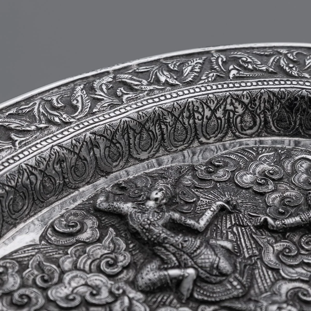 PUSHKINS.COM - A00154 - ANTIQUE 20thC THAI SOLID SILVER REPOUSSÉ TRAY c.1900 - 19.jpg