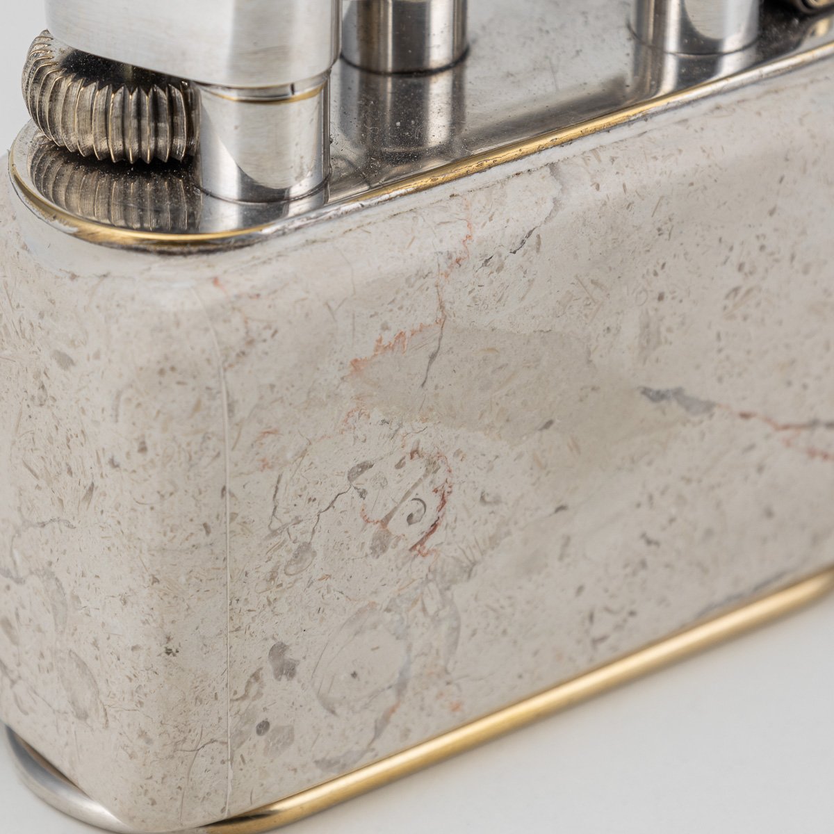 PUSHKINS.COM - D11369 - VINTAGE 20thC TRAVERTINE MARBLE & SILVER PLATED DUNHILL TABLE LIGHTER c.1960 - 16.jpg