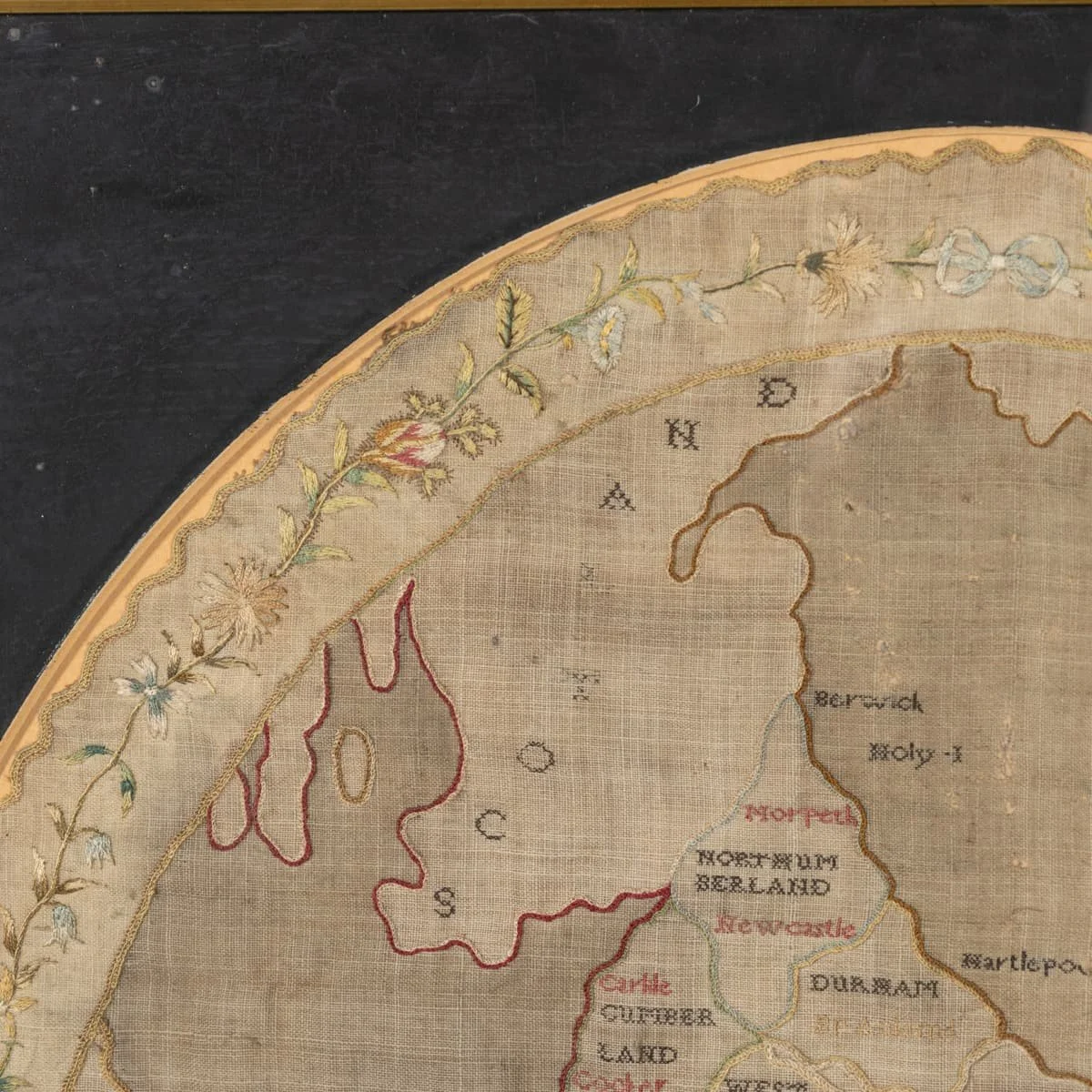 PUSHKINS.COM - B12336 - 18thC GEORGIAN SILKWORK MAP OF ENGLAND & WALES, WORKED BY ANN PERRY c.1796 - 08.jpg