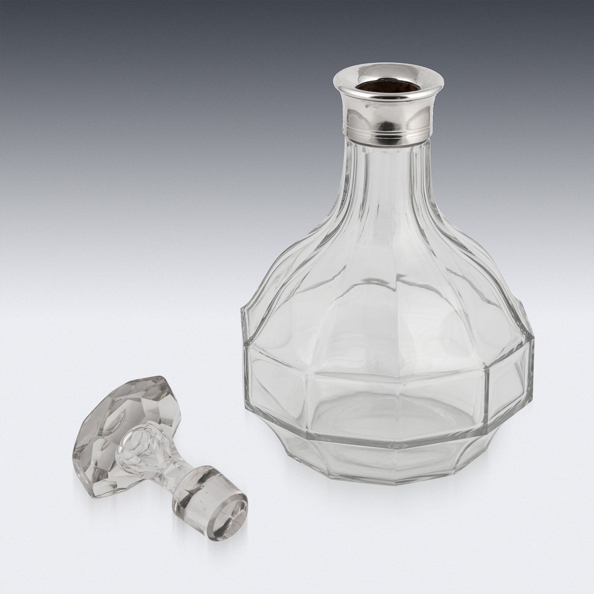 PUSHKINS.COM - D11326 - STUNNING 20thC FRENCH SOLID SILVER & CUT GLASS DECANTER - 06.jpg