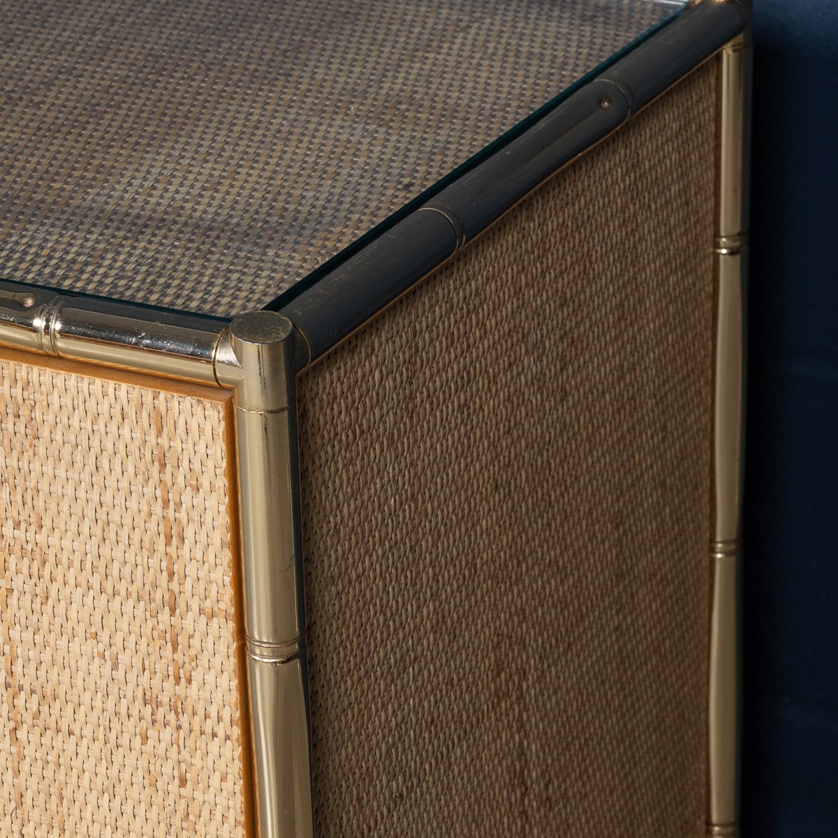 PUSHKINS.COM - B11291 - VINTAGE 20thC ITALIAN BRASS FRAMED RATTAN & FAUX BAMBOO CABINET c.1980 - 27.jpg