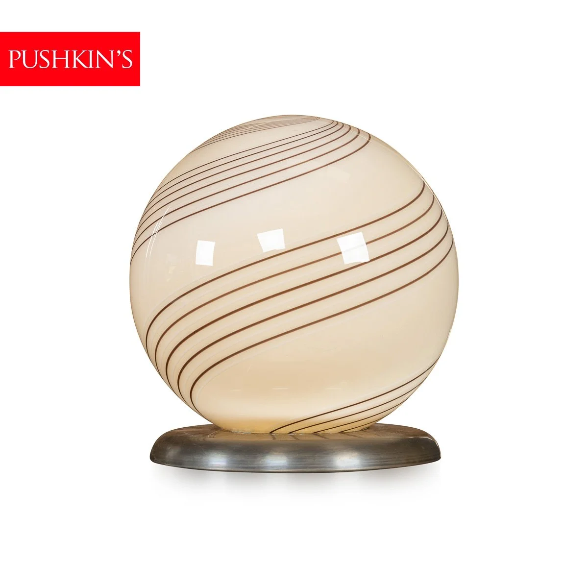 PUSHKINS.COM - B11460 - VINTAGE 20thC CREAM GLASS MURANO SIDE LAMP, MADE IN VENICE c.1980 - 02.jpg