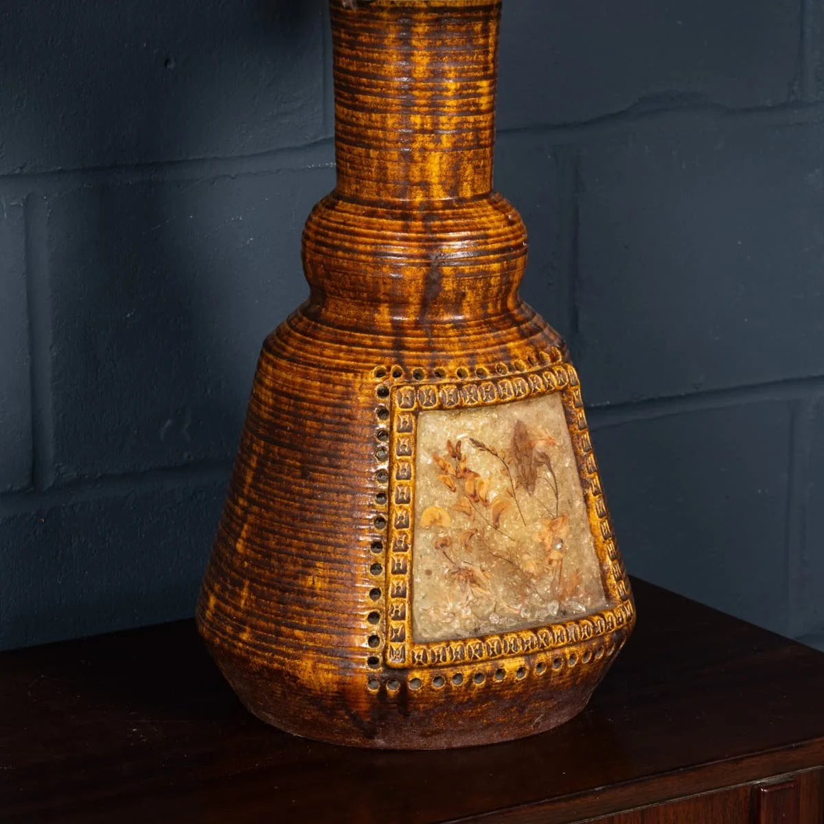PUSHKINS.COM - B12363 - VINTAGE 20thC FRENCH ACCOLAY RESIN & BOTANICAL TABLE LAMP c.1970 - 26.jpg