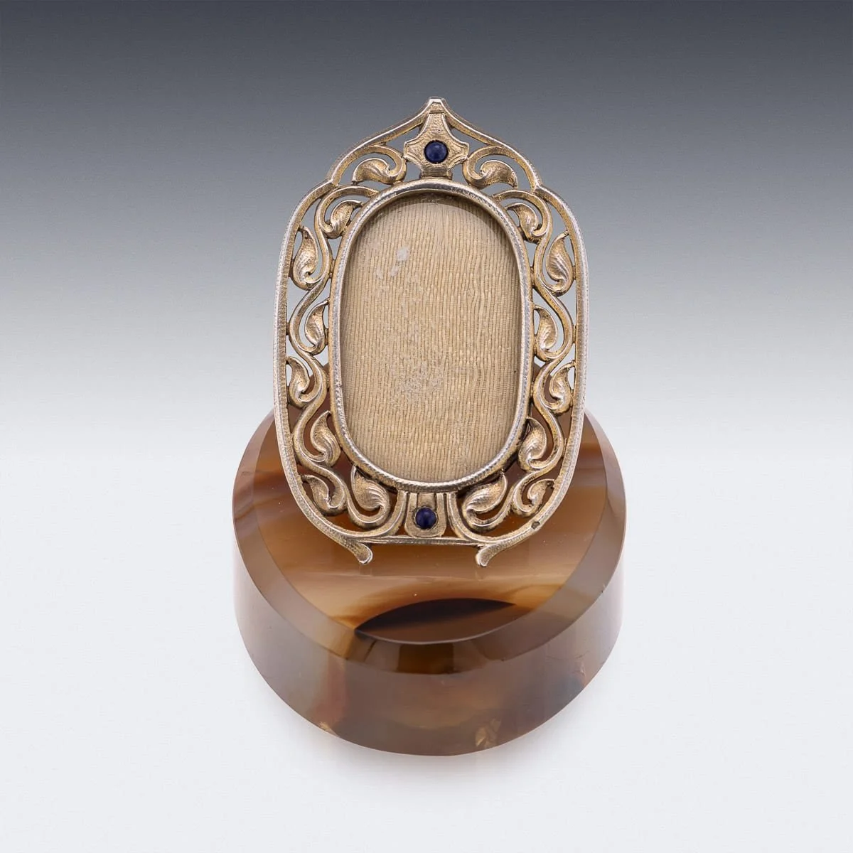 PUSHKINS.COM - J12065 - ANTIQUE 19thC FRENCH GILT SOLID SILVER PHOTOGRAPH FRAME ON AGATE BASE c.1890 - 04.jpg
