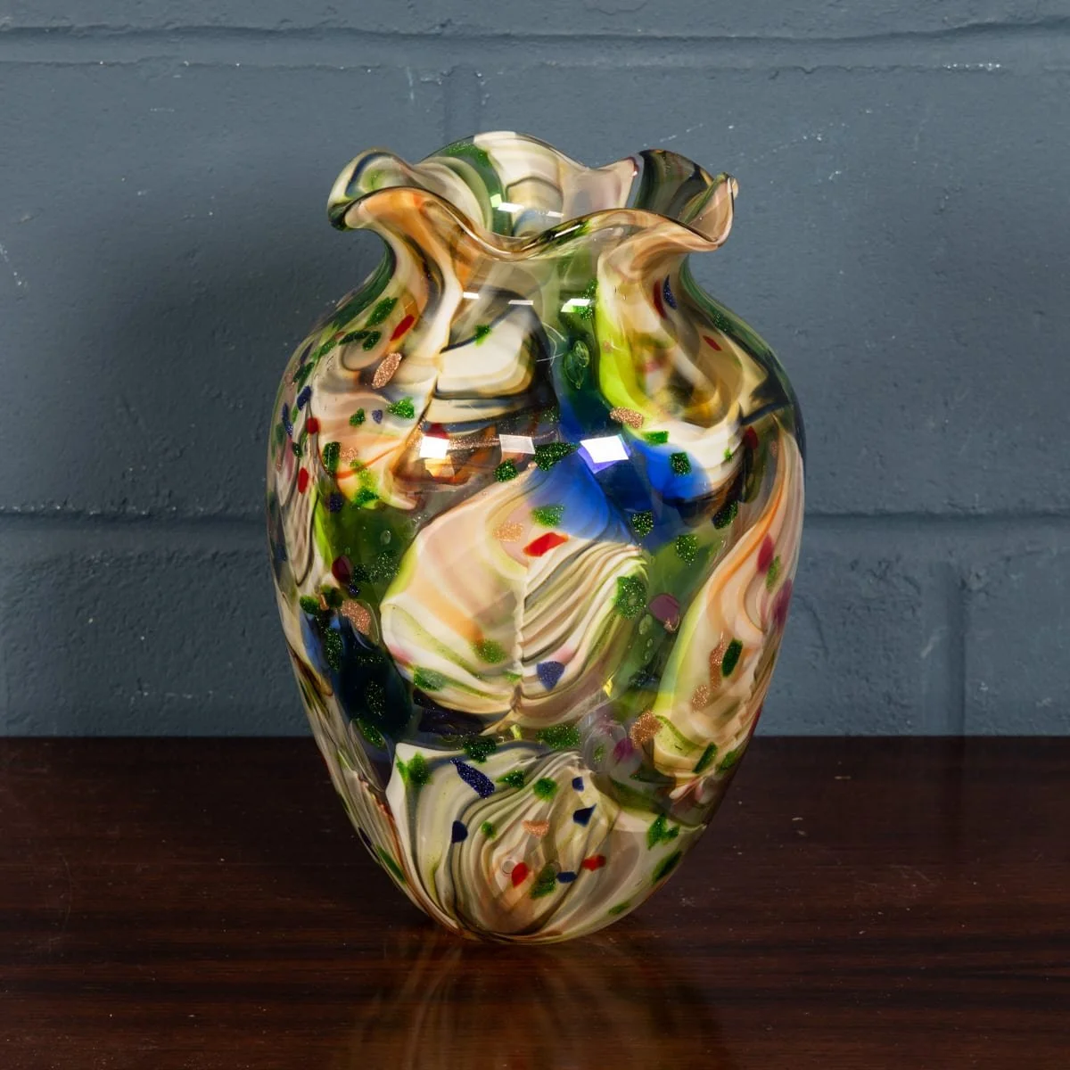 PUSHKINS.COM - B12245 - VINTAGE 20thC ITALIAN HAND BLOWN MILLEFIORI GLASS VASE, MADE IN MURANO - 14.jpg