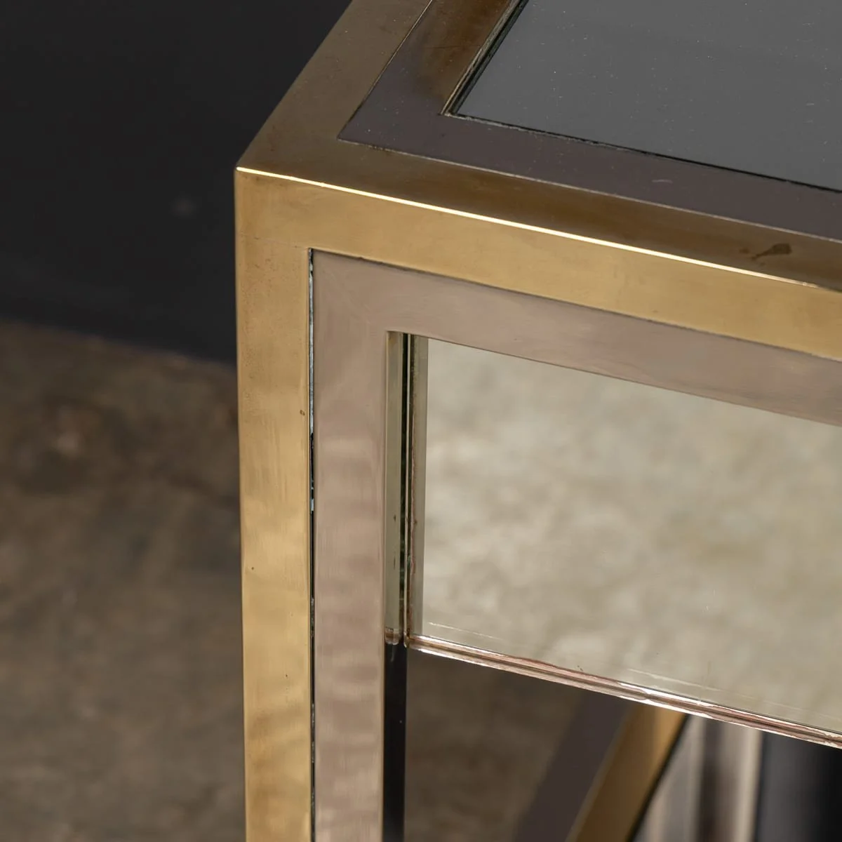 PUSHKINS.COM - Z12104 - 20thC PAIR OF BRASS, CHROME & GLASS SIDE TABLES BY BELGO CHROM, BELGIUM c.1970 - 14.jpg