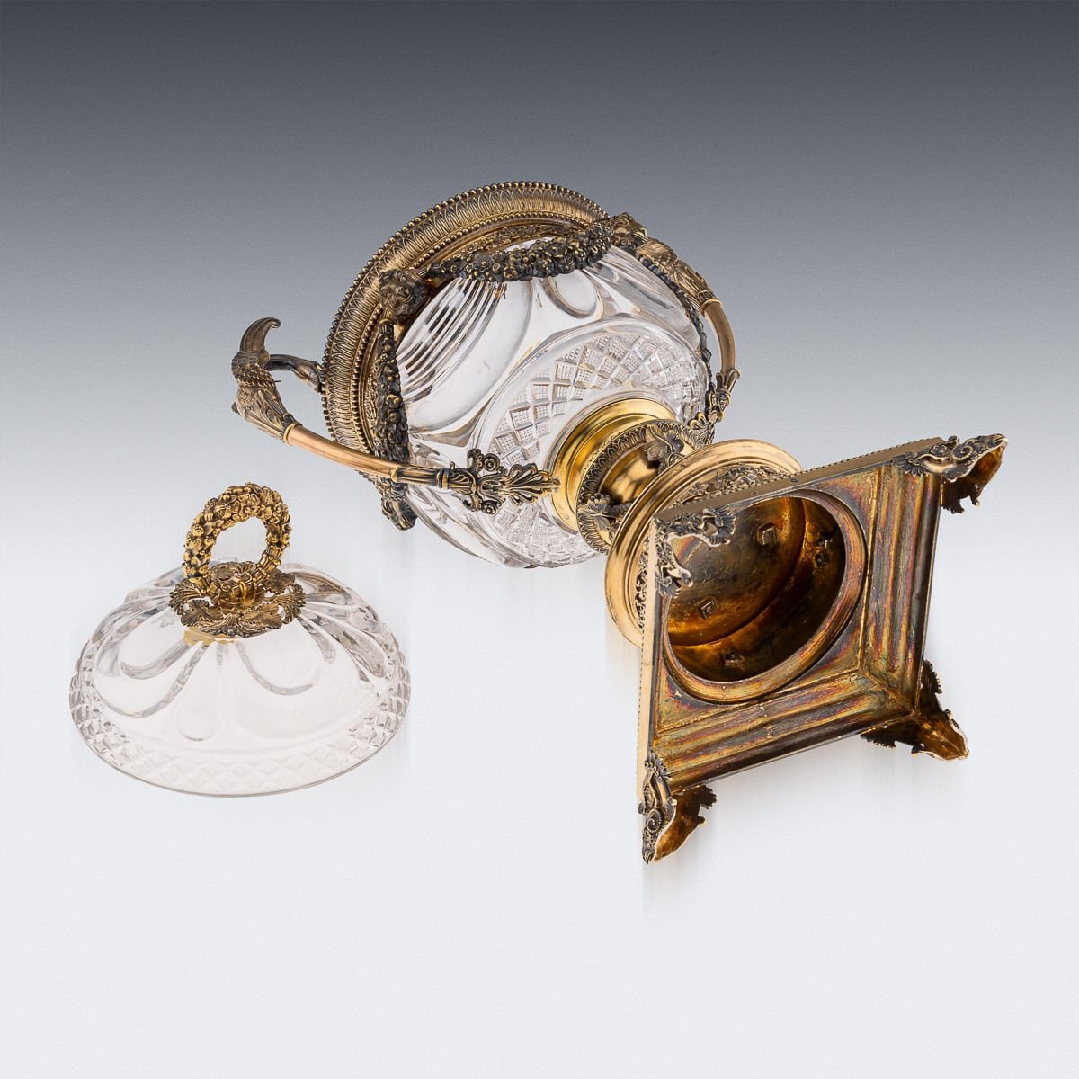 PUSHKIN'S - ANTIQUE 19thC FRENCH SILVER GILT & CUT GLASS BOWL ON STAND, PARIS c.1820 - 7.jpg